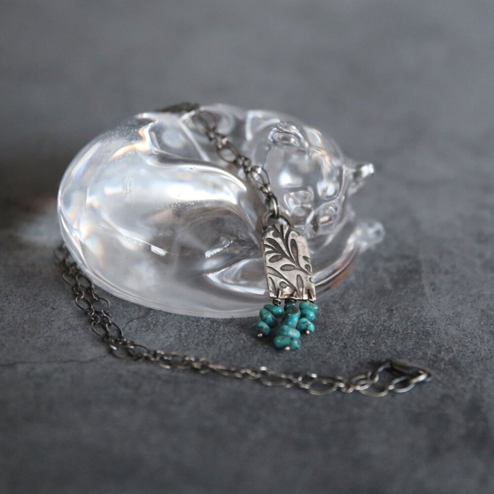 Handmade Fine Silver and Sonoran Turquoise Bead Necklace - Picture 5 of 5